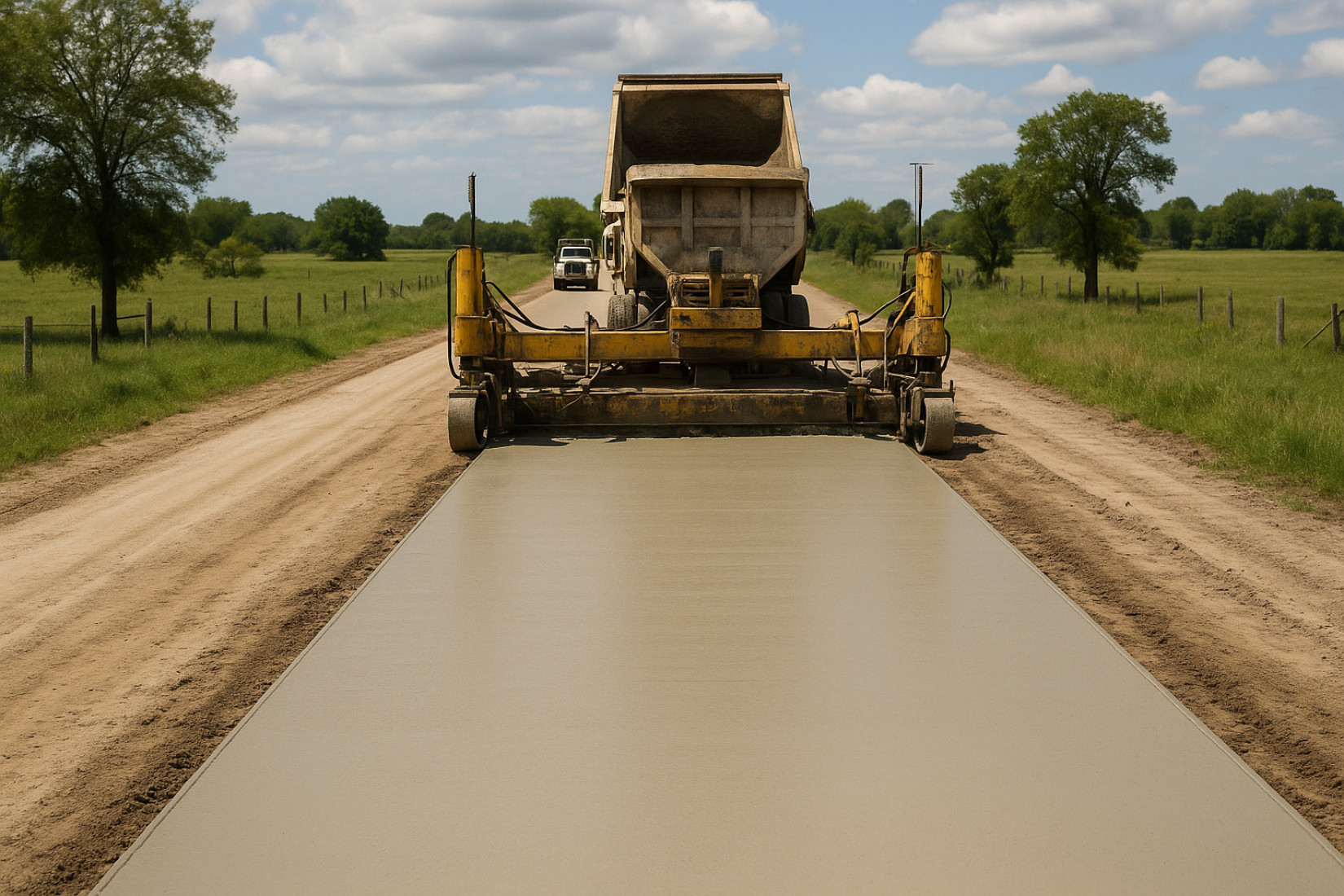 Imagem Ilustrativa: Pavimentação em concreto, estrada rural.