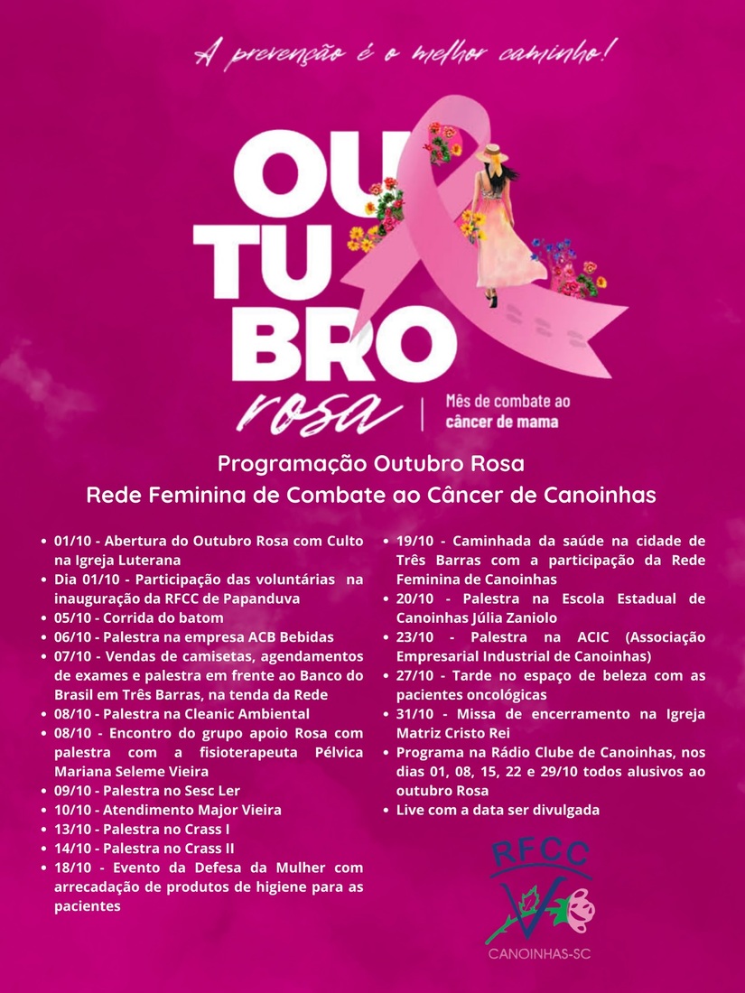 Confira a programação do Outubro Rosa