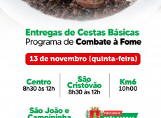 Entrega de Cestas Básicas em Três Barras.