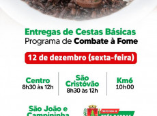 Entrega de cestas b&aacute;sicas em Tr&ecirc;s Barras