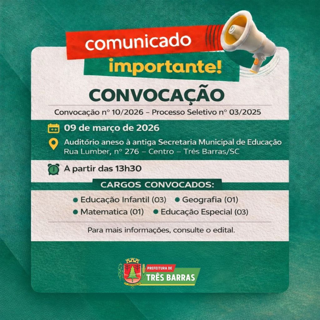 Convocação para professores