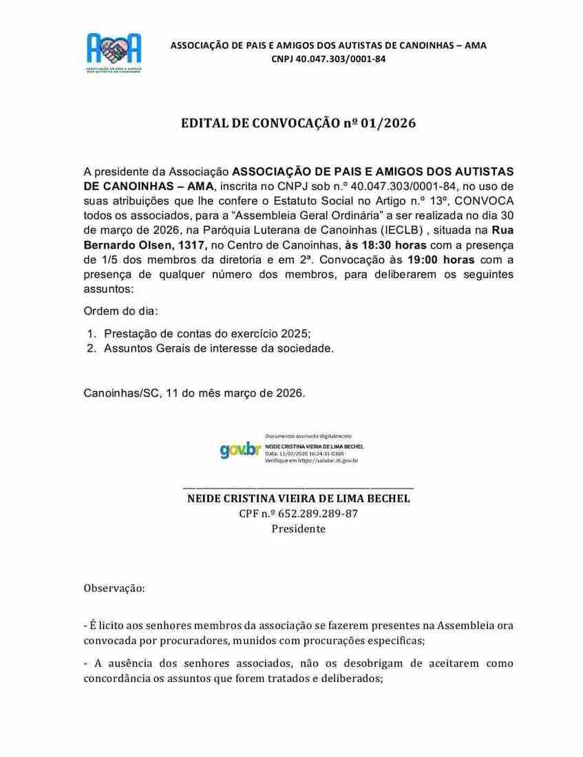 Edital de Convoca&ccedil;&atilde;o 