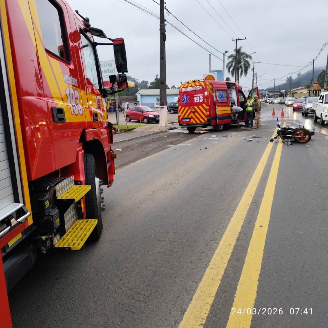 Colisão entre carro e moto ocorreu na manhã desta terça-feira em Porto União