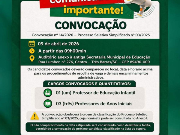 Convoca&ccedil;&atilde;o