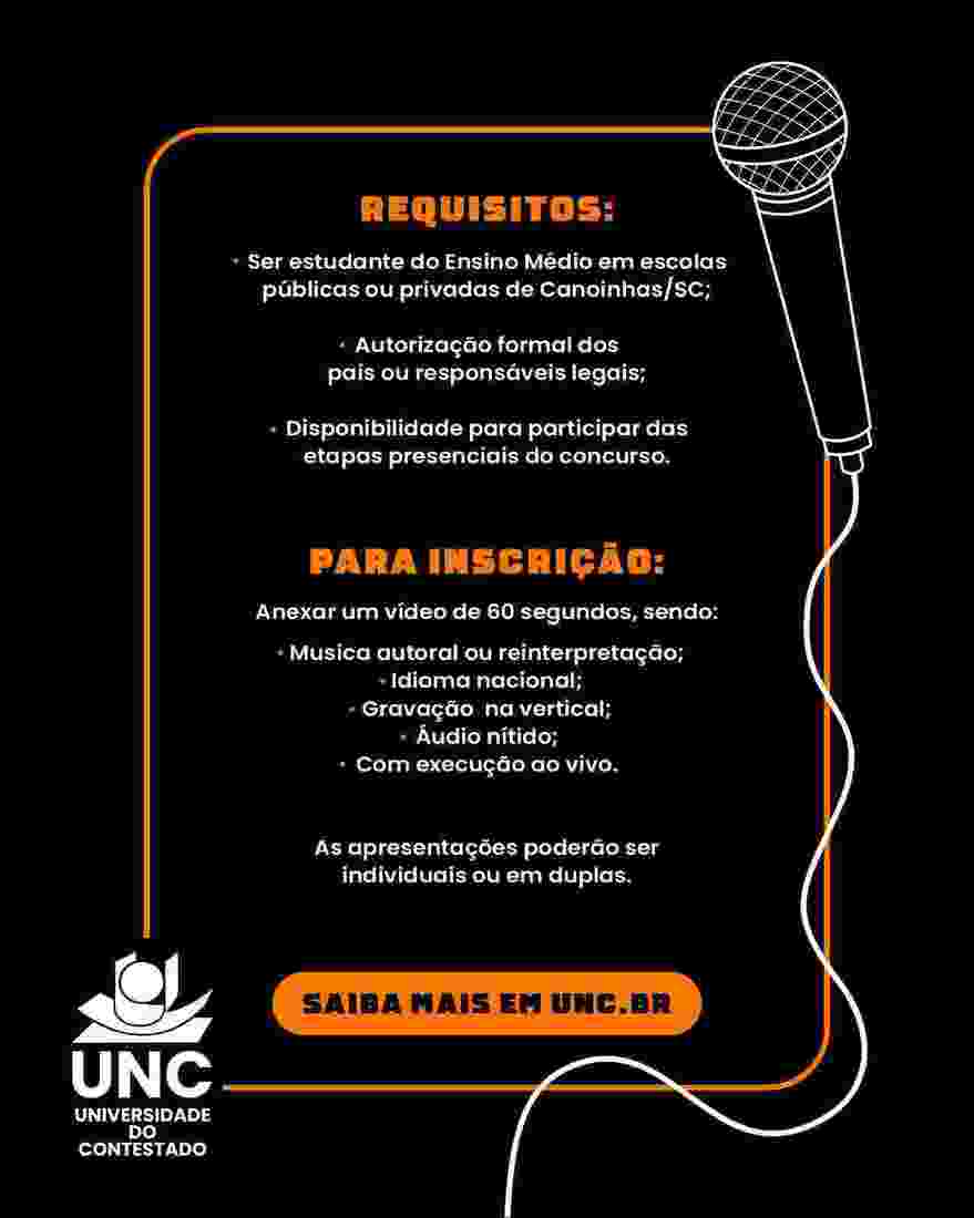 UNC lan&ccedil;a o 1&ordm; Festival Jovem de Cultura em Canoinhas