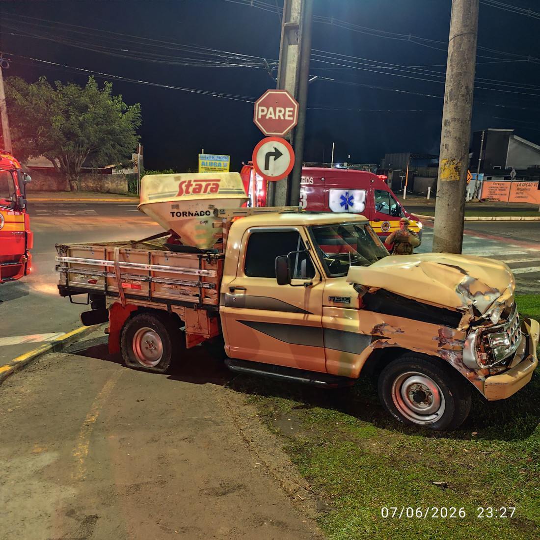 Ocorrência de acidente de trânsito.