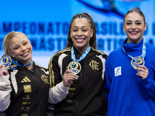 Lorrane Oliveira e Caio Souza s&atilde;o ouro no Brasileiro de Gin&aacute;stica