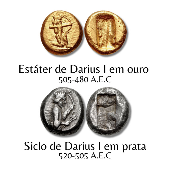 Os d&aacute;ricos (staters de D&aacute;rio) e os siglos eram moedas comerciais, que gozavam de grande prest&iacute;gio em todos os lugares e eram frequentemente imitadas em peso, pureza e at&eacute; mesmo design. 