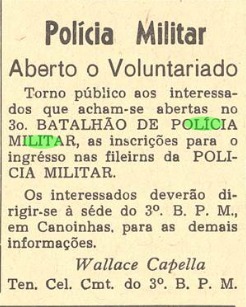   Campanha de Inclus&atilde;o de 1962. Recorte do jornal Correio do Norte/SC, a. XVI, n. 673. Canoinhas, 20 jan 1962, p.3