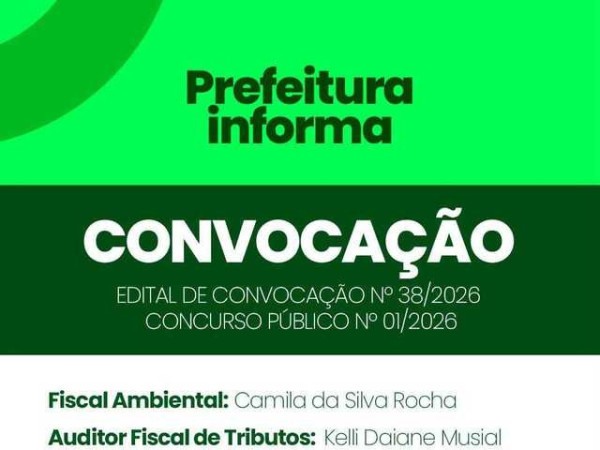 A Prefeitura de Tr&ecirc;s Barras divulgou o Edital de Convoca&ccedil;&atilde;o n&ordm; 38/2026, ligado ao Concurso P&uacute;blico n&ordm; 01/2026